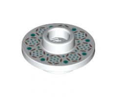 Minifigure, Utensil Tea Saucer with Hollow Stud on Top with Flowers and Dots Pattern