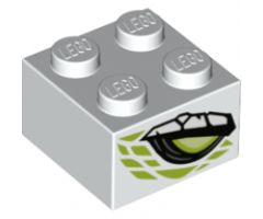 Brick 2 x 2 with Lime and Yellowish Green Dragon Eye Pattern on Two Sides