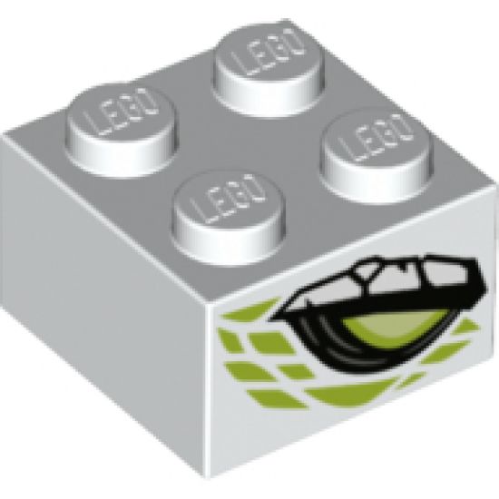 Brick 2 x 2 with Lime and Yellowish Green Dragon Eye Pattern on Two Sides