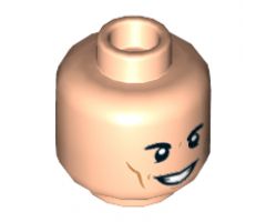 Minifigure, Head Dual Sided Black Eyebrows, Dark Orange Cheek Lines, Smiling / Worried with Sweat Drops Pattern - Hollow Stud