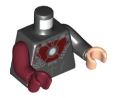 Torso Dark Red Chest Plate with Arc Reactor Pattern / Black Arm Left / Dark Red Arm Right / Light Nougat Hand Left / Dark Red Hand Right