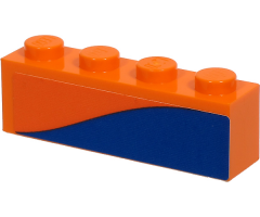 Brick 1 x 4 with Blue Stripe on Orange Background Pattern Model Left Side (Sticker) - Set 60262