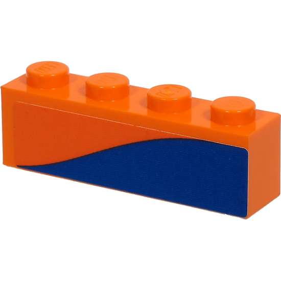 Brick 1 x 4 with Blue Stripe on Orange Background Pattern Model Left Side (Sticker) - Set 60262