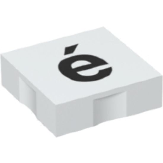 Duplo, Tile 2 x 2 with Black Lowercase Letter e with Acute (é) Pattern