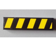 Tile 1 x 4 with Black and Yellow Danger Stripes Pattern Model Left (Sticker) - Set 8295