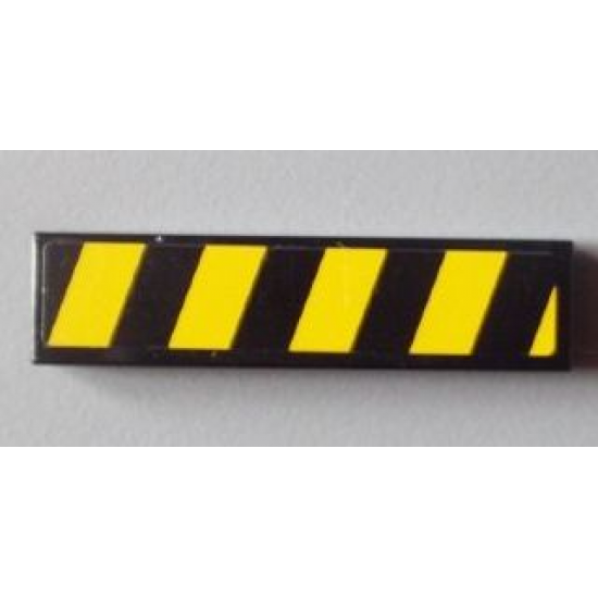 Tile 1 x 4 with Black and Yellow Danger Stripes Pattern Model Left (Sticker) - Set 8295
