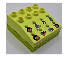 Duplo Sound Effects Brick 4 x 4 with Lime Base and Dora The Explorer Sounds