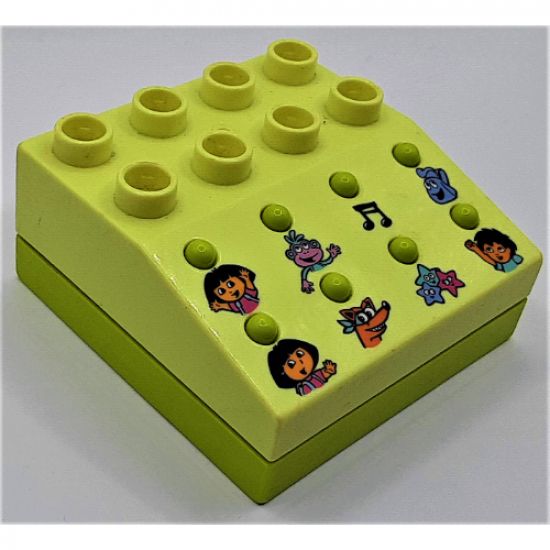 Duplo Sound Effects Brick 4 x 4 with Lime Base and Dora The Explorer Sounds