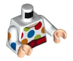 Torso Large Multicolor Polka Dots and Wide Red Belt Pattern / White Arms with Large Multicolor Polka Dots Pattern / Light Nougat Hands