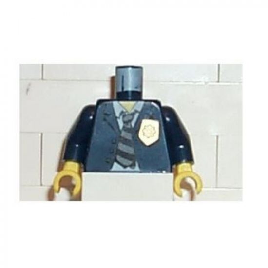 Torso Police Suit with Gold Badge and Striped Tie Pattern / Dark Blue Arms / Yellow Hands