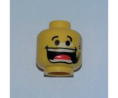 Minifigure, Head Male Huge Grin, Headset, Eyebrows Pattern (Flex) - Blocked Open Stud