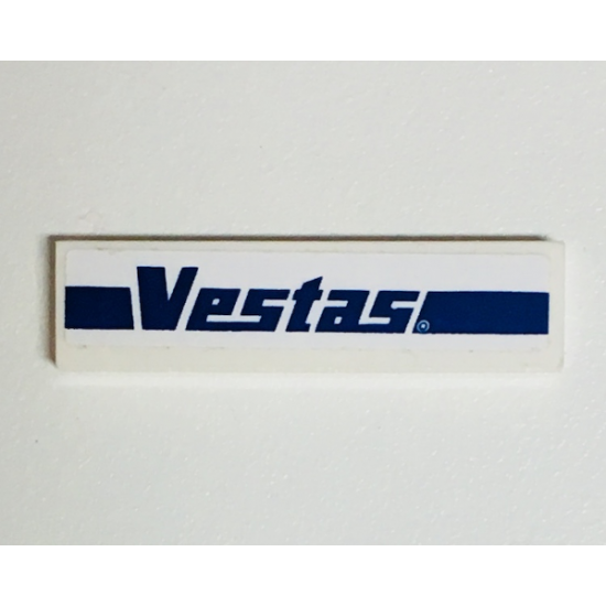 Tile 1 x 4 with Dark Blue Vestas Logo Pattern (Sticker) - Set 9764