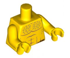Torso Bare Chest with Muscles Outline and Curly Hair, Fur at Waist Pattern / Yellow Arms / Yellow Hands