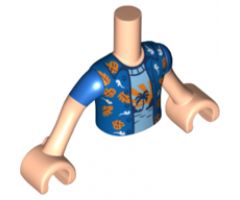 Mini Doll, Torso Friends Boy Blue with Leaves Shirt and Light Blue with Palm Undershirt Pattern, Light Nougat Arms with Hands with Blue Sleeves