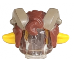 Minifigure, Hair Faun with Ears, Reddish Brown Hair and Dark Tan Horns Pattern