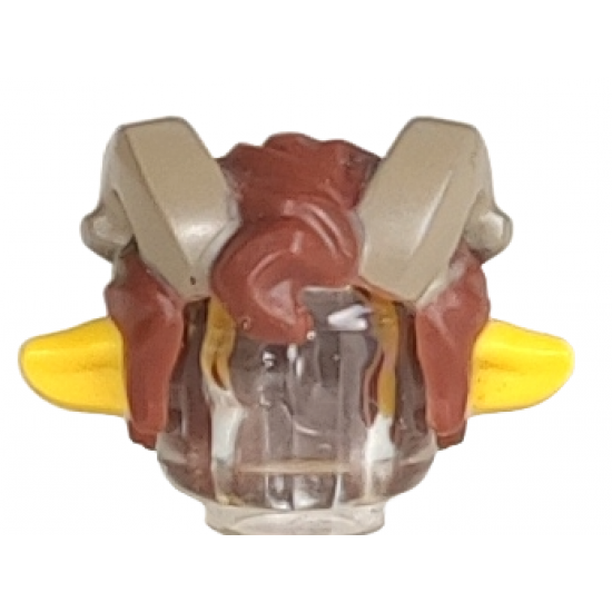 Minifigure, Hair Faun with Ears, Reddish Brown Hair and Dark Tan Horns Pattern