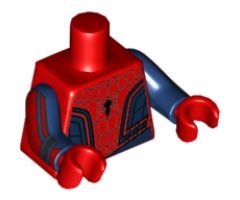 Torso Spider-Man Costume 8 Dark Blue, Thin Web, Small Spider with Thin Abdomen Pattern / Dark Blue Arms with Black and Red Webbing Pattern / Red Hands
