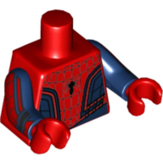 Torso Spider-Man Costume 8 Dark Blue, Thin Web, Small Spider with Thin Abdomen Pattern / Dark Blue Arms with Black and Red Webbing Pattern / Red Hands