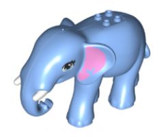 Elephant, Friends with Bright Pink Ears, White Tusks and Bright Light Blue Eyes Pattern