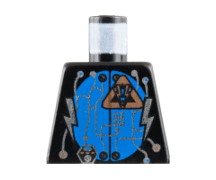 Torso Space Insectoids Silver Circuitry, Lightning Bolts over Blue Circle Pattern