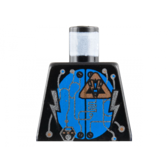 Torso Space Insectoids Silver Circuitry, Lightning Bolts over Blue Circle Pattern