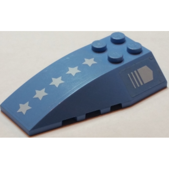 Wedge 6 x 4 Triple Curved with 5 White Stars and Fading Arrow Pattern Model Right Side (Stickers) - Set 7709
