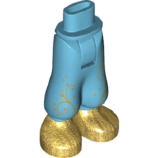 Mini Doll, Legs with Hips and Trousers Baggy with Gold Filigree and Pearl Gold Shoes Pattern