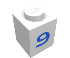 Brick 1 x 1 with Blue '9' Pattern