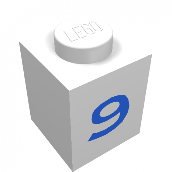 Brick 1 x 1 with Blue '9' Pattern