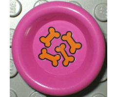 Minifigure, Utensil Dish 3 x 3 with 4 Orange Dog Biscuits Pattern