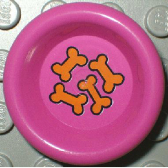 Minifigure, Utensil Dish 3 x 3 with 4 Orange Dog Biscuits Pattern