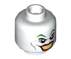 Minifigure, Head Dual Sided Green Eyebrows, Red Lips, Wide Smile / Disgusted Pattern (The Joker) - Hollow Stud