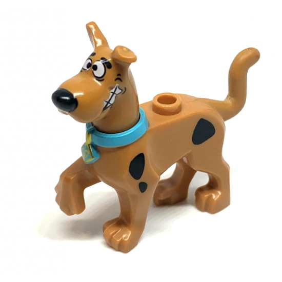 Dog, Great Dane Scooby-Doo Walking with Medium Azure Collar, Chattering Teeth Pattern
