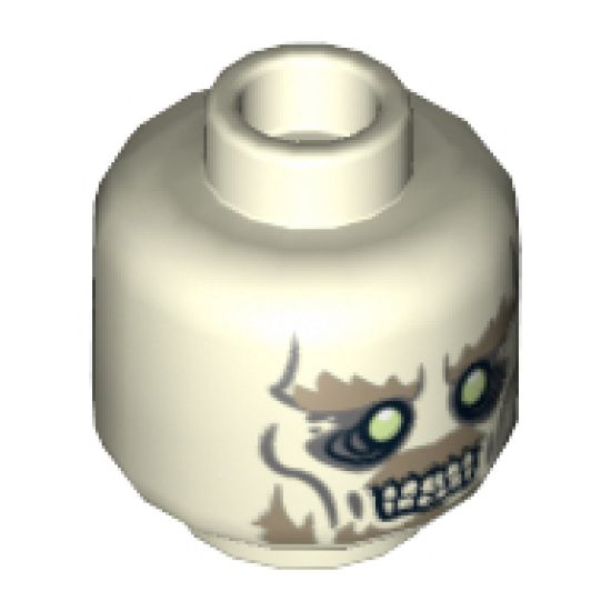 Minifigure, Head Dual Sided LotR Ghost with Glowing Eyes and Moustache, Bottom Teeth / Top and Bottom Teeth Pattern - Hollow Stud