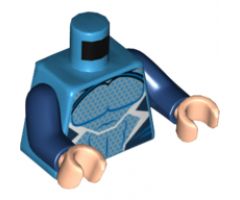 Torso Muscles Outline with Black, Blue and White Suit with Light Blue Dots Pattern (Quicksilver) / Dark Blue Arms / Light Nougat Hands