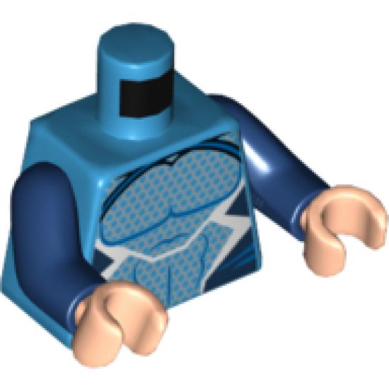 Torso Muscles Outline with Black, Blue and White Suit with Light Blue Dots Pattern (Quicksilver) / Dark Blue Arms / Light Nougat Hands