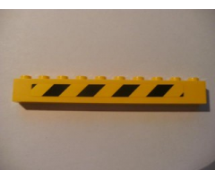 Brick 1 x 10 with Black and Yellow Danger Stripes Pattern Right (Sticker) - Set 7633