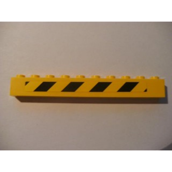 Brick 1 x 10 with Black and Yellow Danger Stripes Pattern Right (Sticker) - Set 7633