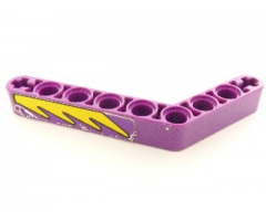 Technic, Liftarm 1 x 9 Bent (6 - 4) Thick with Yellow Flames Pattern Model Left Side (Sticker) - Set 8269