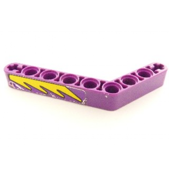 Technic, Liftarm 1 x 9 Bent (6 - 4) Thick with Yellow Flames Pattern Model Left Side (Sticker) - Set 8269