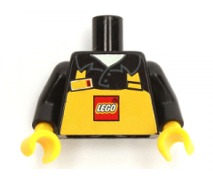 Torso Polo Shirt with Collar and Yellow Apron with LEGO Logo and Name Tag on Right Side Pattern (LEGO Store Employee) / Black Arms / Yellow Hands