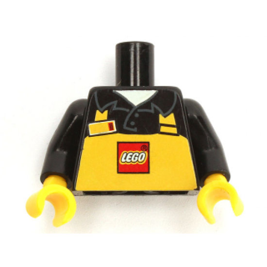 Torso Polo Shirt with Collar and Yellow Apron with LEGO Logo and Name Tag on Right Side Pattern (LEGO Store Employee) / Black Arms / Yellow Hands