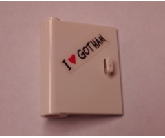 Door 1 x 3 x 3 Left - Open Between Top and Bottom Hinge with 'I' Heart 'GOTHAM' Pattern (Sticker) - Set 7888