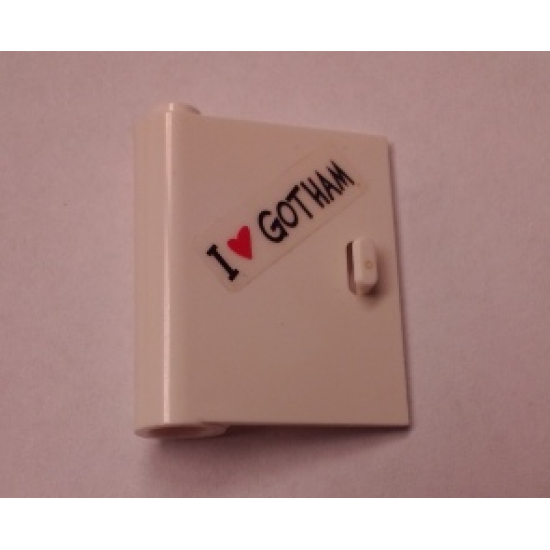 Door 1 x 3 x 3 Left - Open Between Top and Bottom Hinge with 'I' Heart 'GOTHAM' Pattern (Sticker) - Set 7888