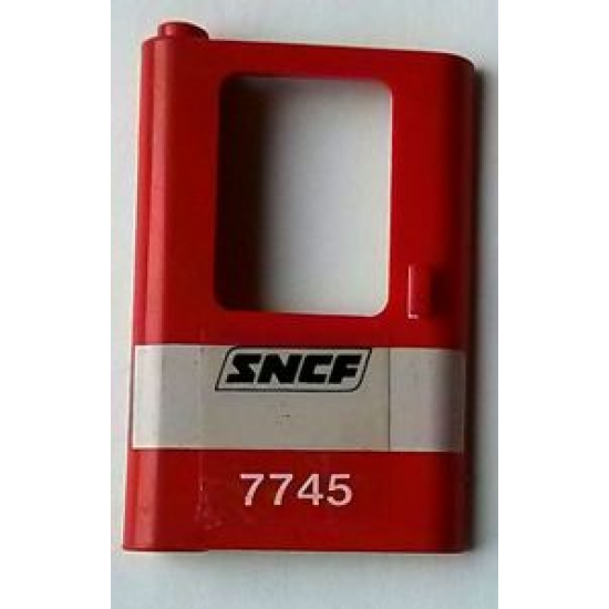 Door 1 x 4 x 5 Train Left with White Stripe and 'SNCF 7745' Pattern (Sticker) - Set 7745
