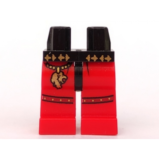 Hips and Red Legs with Gold Belt and Lion Head Charm Pattern