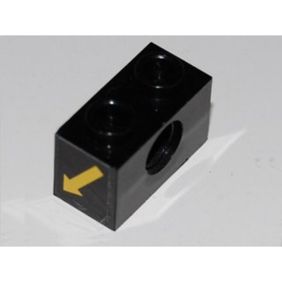 Technic, Brick 1 x 2 with Hole and Yellow Arrows Pointing Down Pattern on Both Ends (Stickers) - Set 8485