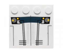 Tile, Modified 4 x 4 with Studs on Edge with Canopy and Dark Blue Stripe Pattern (Sticker) - Set 10195