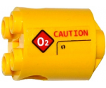 Brick, Round 2 x 2 x 2 Robot Body with 'CAUTION' and Warning Sign with 'O2' Pattern Model Left Side (Sticker) - Set 60092