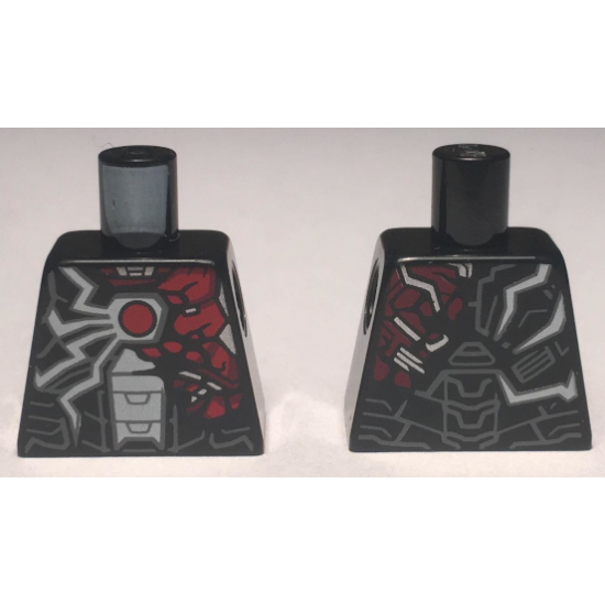 Torso Armor, Red Arc Reactor, White and Red Jagged Lines Pattern